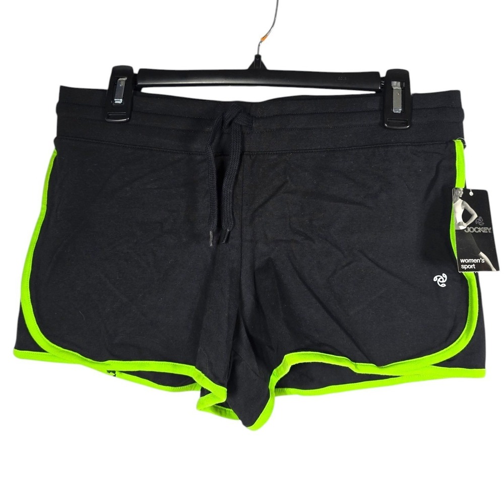 Jockey Sport Women Black Jasmine Green Athletic Shorts‎ JK7540 Medium NWT